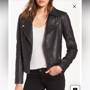 Ted baker Liza leather biker jacket size 0